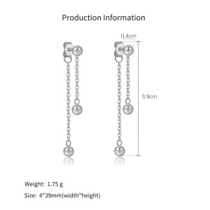 925 Sterling Silver Double Chain Ball Drop Earrings 40200762 925 Sterling Silver Double Chain Ball Drop Earrings 40200762