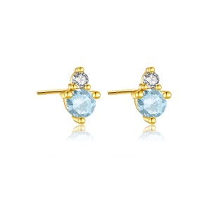 925 Sterling Silver Birthstone Zircon Stud Earrings 40200763
