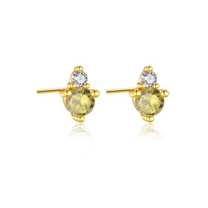 925 Sterling Silver Birthstone Zircon Stud Earrings 40200763
