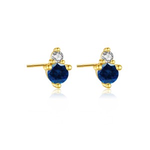 925 Sterling Silver Birthstone Zircon Stud Earrings 40200763