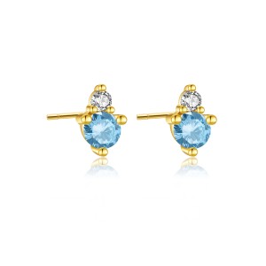 925 Sterling Silver Birthstone Zircon Stud Earrings 40200763