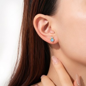 925 Sterling Silver Birthstone Zircon Stud Earrings 40200763