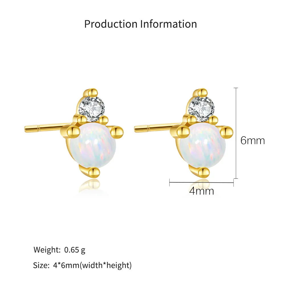 925 Sterling Silver Birthstone Zircon Stud Earrings 40200763 - image4