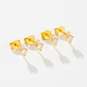 925 Sterling Silver Birthstone Zircon Stud Earrings 40200763