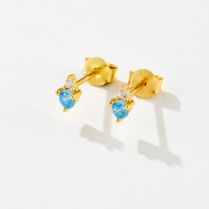 925 Sterling Silver Birthstone Zircon Stud Earrings 40200763