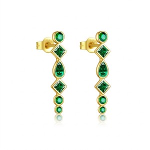 925 Sterling Silver Green Zircon Threader Earrings 40200764