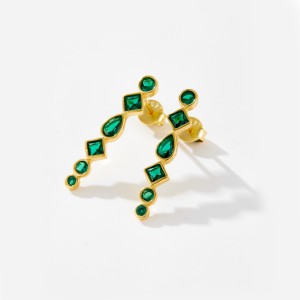 925 Sterling Silver Green Zircon Threader Earrings 40200764