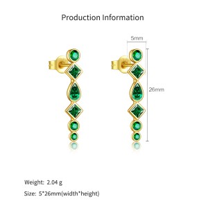 925 Sterling Silver Green Zircon Threader Earrings 40200764