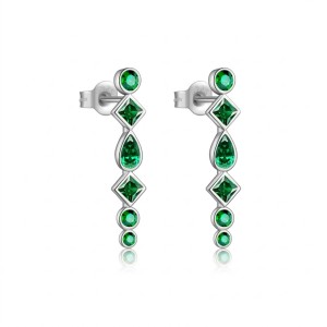 925 Sterling Silver Green Zircon Threader Earrings 40200764