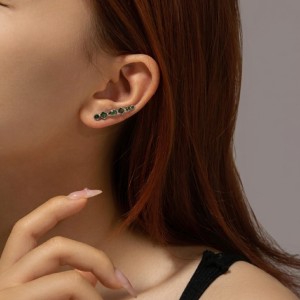 925 Sterling Silver Green Zircon Threader Earrings 40200764