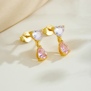 925 Sterling Silver Pastel Heart Drop Stud Earring 40200765 925 Sterling Silver Pastel Heart Drop Stud Earring 40200765