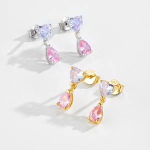 925 Sterling Silver Pastel Heart Drop Stud Earring 40200765 925 Sterling Silver Pastel Heart Drop Stud Earring 40200765