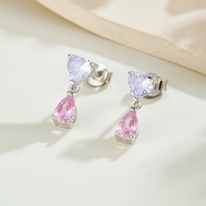 925 Sterling Silver Pastel Heart Drop Stud Earring 40200765 925 Sterling Silver Pastel Heart Drop Stud Earring 40200765