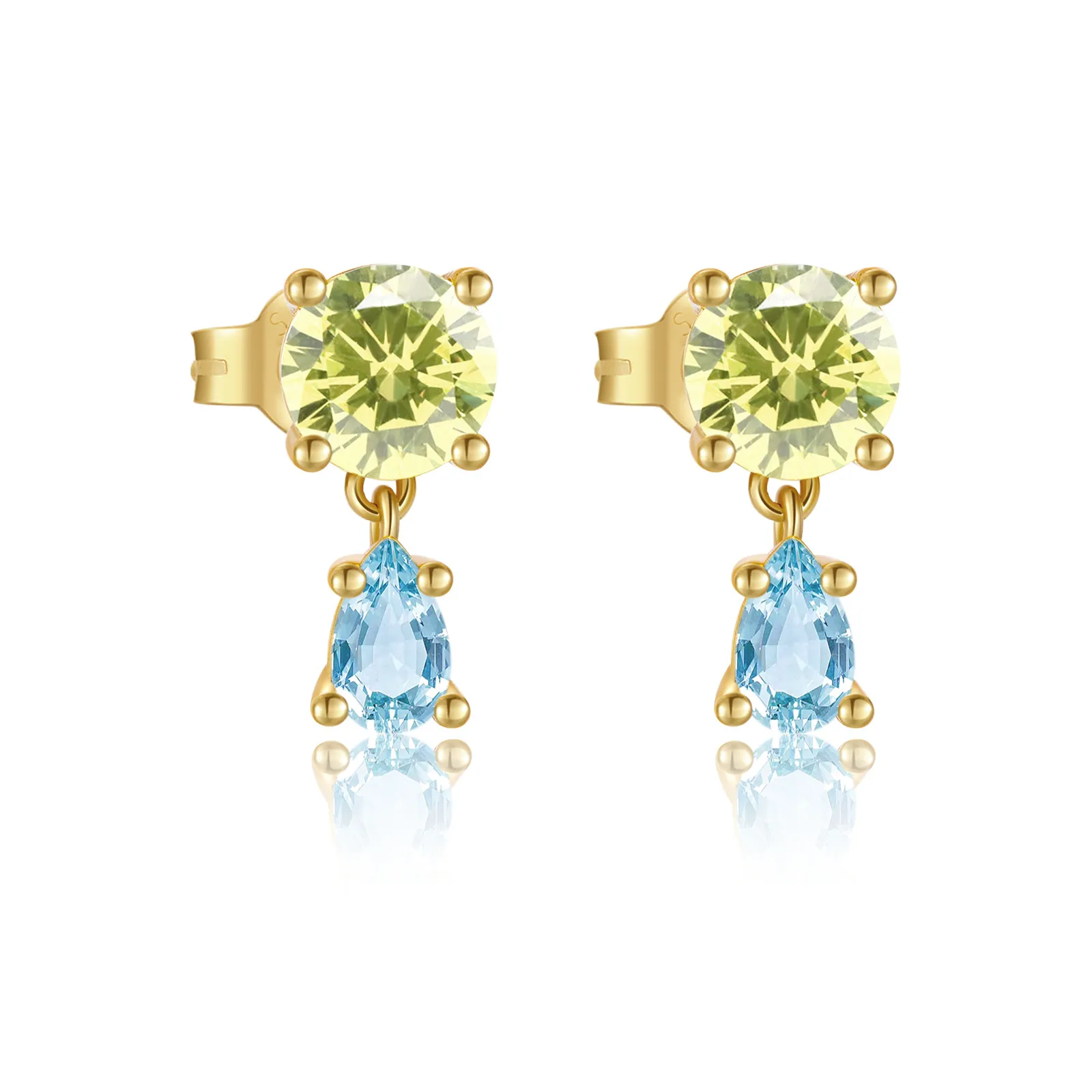 925 Sterling Silver Pastel Two-Tone Drop Stud Earrings 40200768 925 Sterling Silver Pastel Two-Tone Drop Stud Earrings 40200768