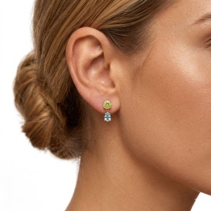 925 Sterling Silver Pastel Two-Tone Drop Stud Earrings 40200768
