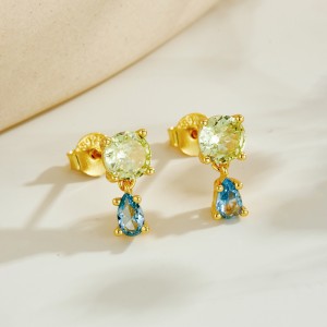 925 Sterling Silver Pastel Two-Tone Drop Stud Earrings 40200768 925 Sterling Silver Pastel Two-Tone Drop Stud Earrings 40200768