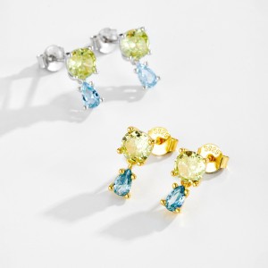 925 Sterling Silver Pastel Two-Tone Drop Stud Earrings 40200768 925 Sterling Silver Pastel Two-Tone Drop Stud Earrings 40200768