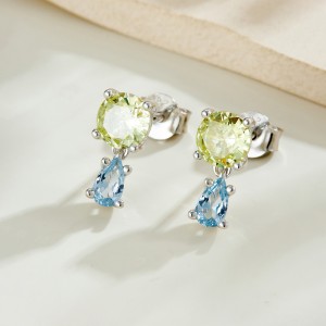 925 Sterling Silver Pastel Two-Tone Drop Stud Earrings 40200768 925 Sterling Silver Pastel Two-Tone Drop Stud Earrings 40200768