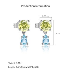 925 Sterling Silver Pastel Two-Tone Drop Stud Earrings 40200768 925 Sterling Silver Pastel Two-Tone Drop Stud Earrings 40200768