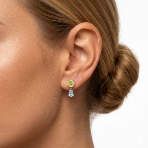 925 Sterling Silver Pastel Two-Tone Drop Stud Earrings 40200768