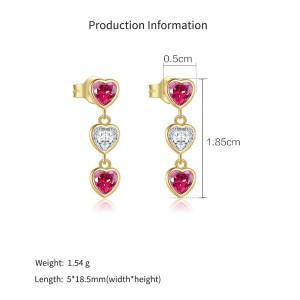 925 Sterling Silver Triple Heart Drop Earrings 40200769
