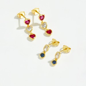 925 Silver Bezel-Set Blue Zircon Drop Stud Earring 40200770