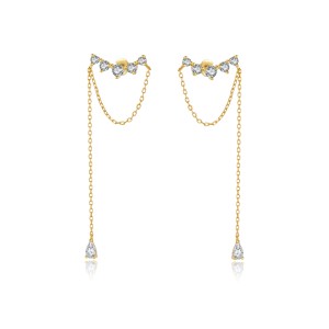 925 Sterling Silver Zircon Climber Tassel Earrings 40200772 925 Sterling Silver Zircon Climber Tassel Earrings 40200772