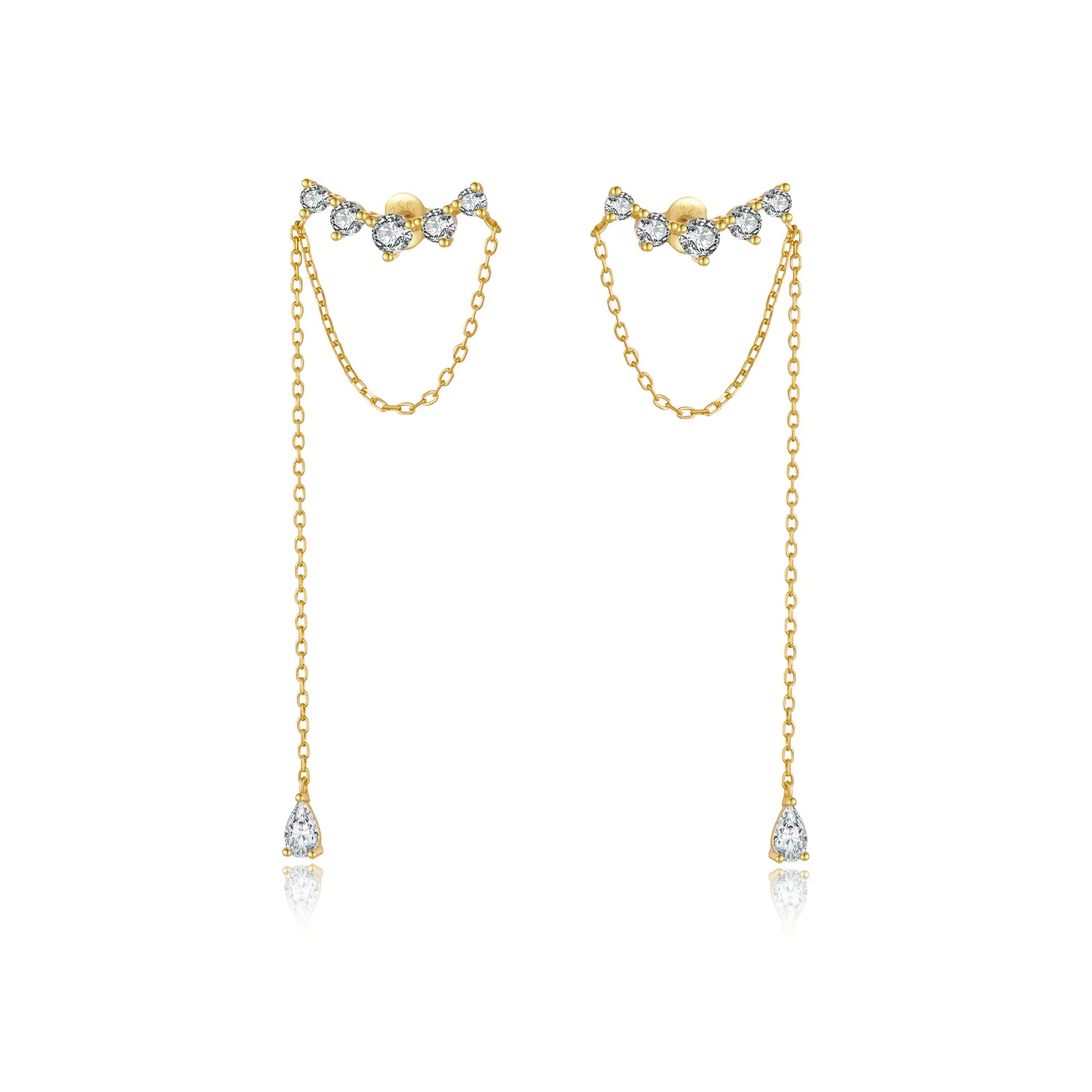 925 Sterling Silver Zircon Climber Tassel Earrings 40200772 925 Sterling Silver Zircon Climber Tassel Earrings 40200772