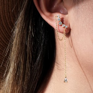 925 Sterling Silver Zircon Climber Tassel Earrings 40200772 925 Sterling Silver Zircon Climber Tassel Earrings 40200772