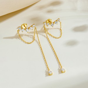 925 Sterling Silver Zircon Climber Tassel Earrings 40200772 925 Sterling Silver Zircon Climber Tassel Earrings 40200772