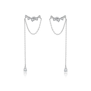 925 Sterling Silver Zircon Climber Tassel Earrings 40200772 925 Sterling Silver Zircon Climber Tassel Earrings 40200772