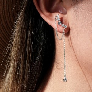 925 Sterling Silver Zircon Climber Tassel Earrings 40200772 925 Sterling Silver Zircon Climber Tassel Earrings 40200772