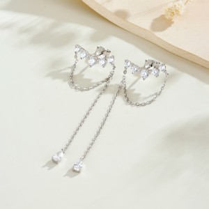 925 Sterling Silver Zircon Climber Tassel Earrings 40200772 925 Sterling Silver Zircon Climber Tassel Earrings 40200772