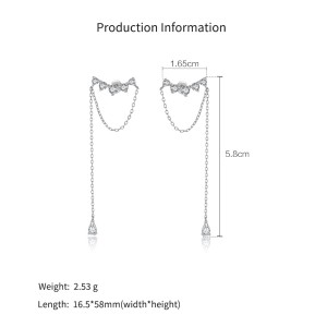 925 Sterling Silver Zircon Climber Tassel Earrings 40200772 925 Sterling Silver Zircon Climber Tassel Earrings 40200772