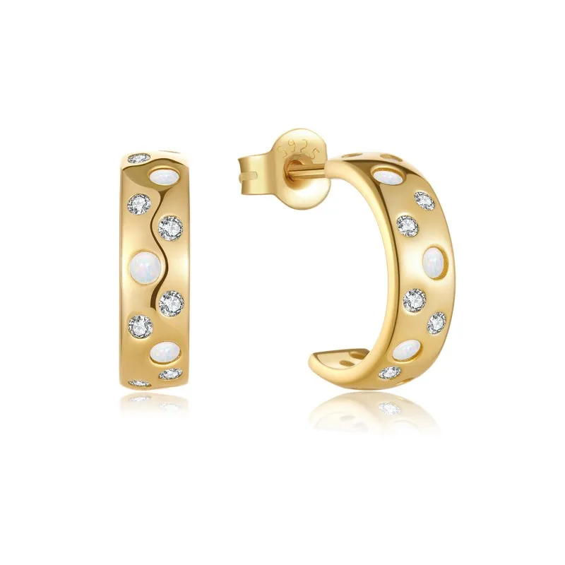 925 Sterling Silver Zirconia C-Hoops 40200773