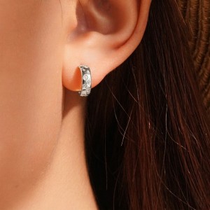 925 Sterling Silver Zirconia C-Hoops 40200773 925 Sterling Silver Zirconia C-Hoops 40200773