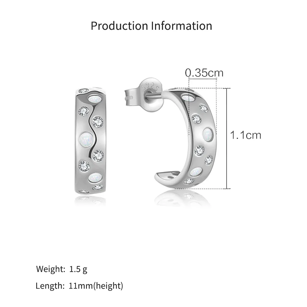 925 Sterling Silver Zirconia C-Hoops 40200773 - image2