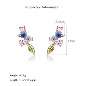 925 Sterling Silver Multi-Color Mixed Cut Cluster Earring 40200774