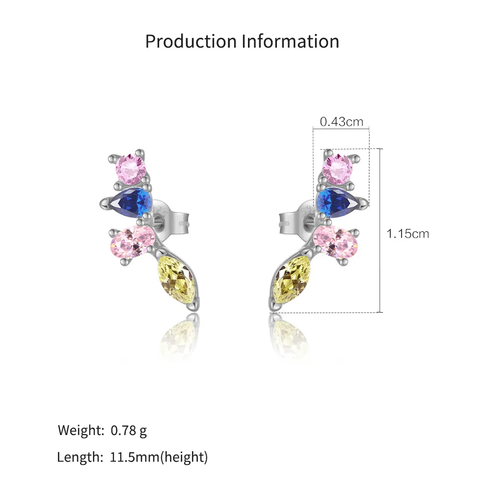 925 Sterling Silver Multi-Color Mixed Cut Cluster Earring 40200774 - image2