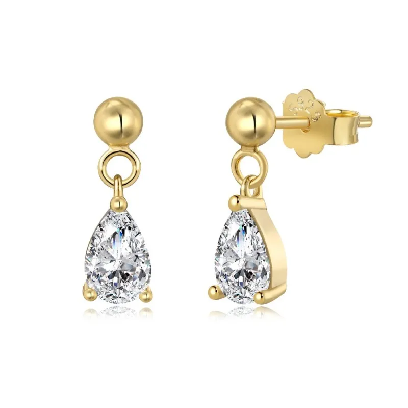 925 Sterling Silver Pear-Cut Teardrop Zirconia Stud Earrings 40200775
