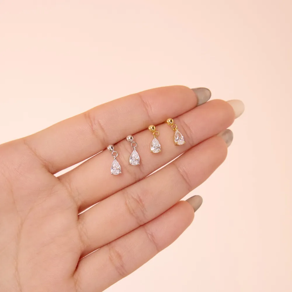 925 Sterling Silver Pear-Cut Teardrop Zirconia Stud Earrings 40200775 - image3