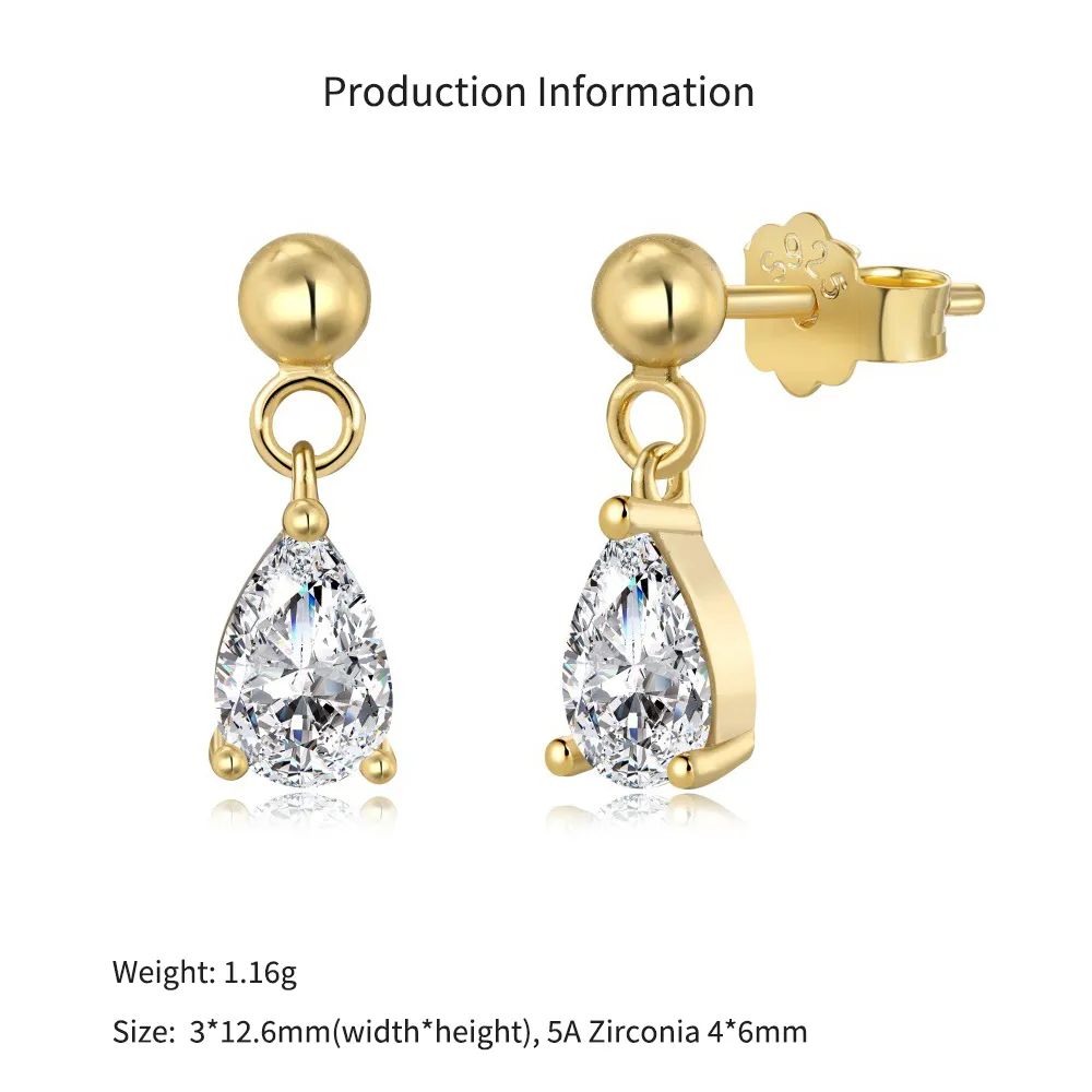 925 Sterling Silver Pear-Cut Teardrop Zirconia Stud Earrings 40200775 - image4