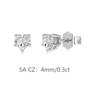 925 Sterling Silver Multi-Size Heart CZ Stud Earrings 40200776