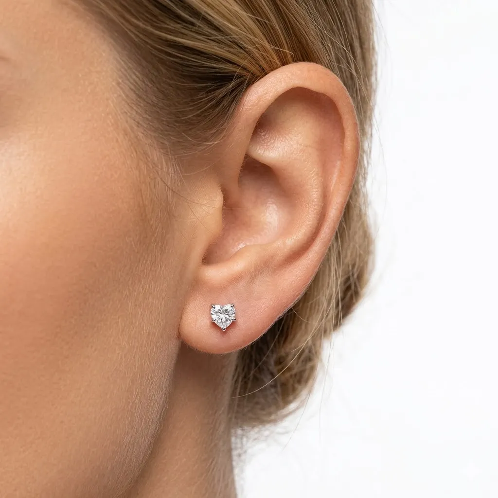 925 Sterling Silver Multi-Size Heart CZ Stud Earrings 40200776 - image1