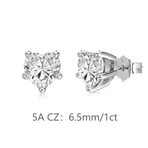 925 Sterling Silver Multi-Size Heart CZ Stud Earrings 40200776