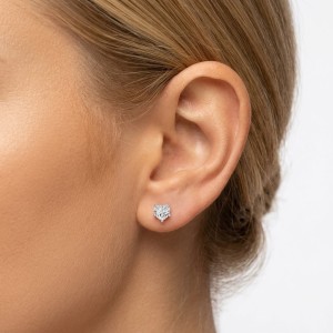 925 Sterling Silver Multi-Size Heart CZ Stud Earrings 40200776