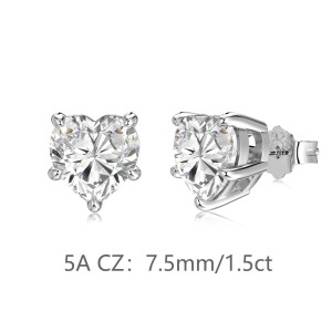 925 Sterling Silver Multi-Size Heart CZ Stud Earrings 40200776