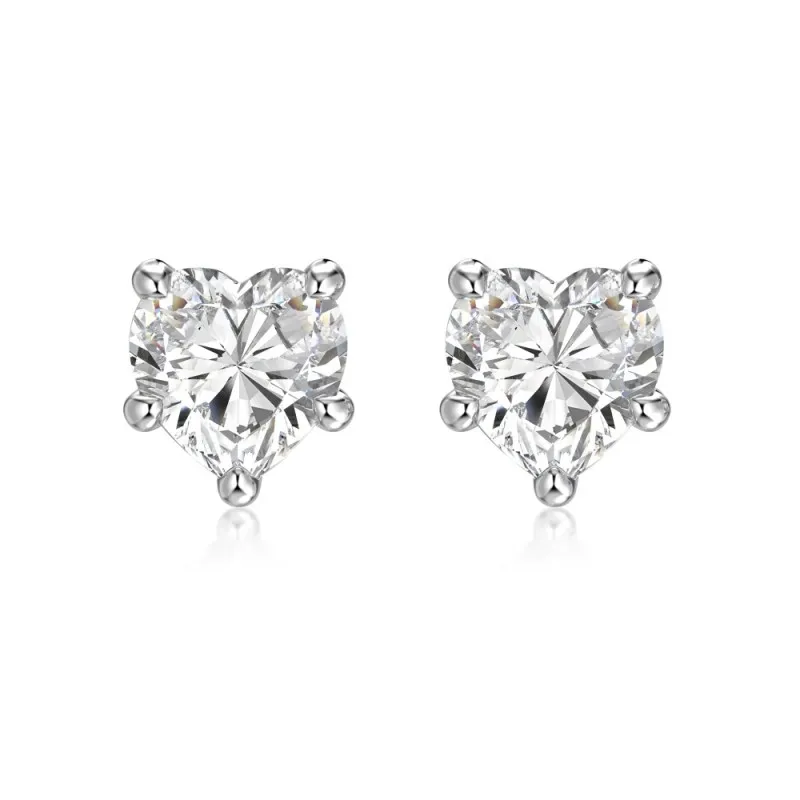 925 Sterling Silver Multi-Size Heart CZ Stud Earrings 40200776