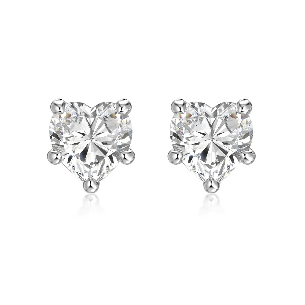925 Sterling Silver Multi-Size Heart CZ Stud Earrings 40200776