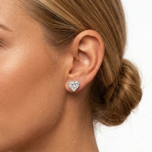 925 Sterling Silver Multi-Size Heart CZ Stud Earrings 40200776